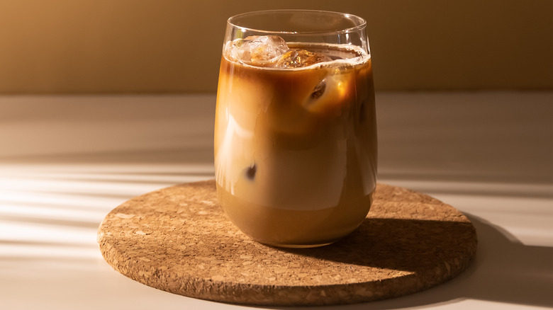 Iced coffee on a trivet