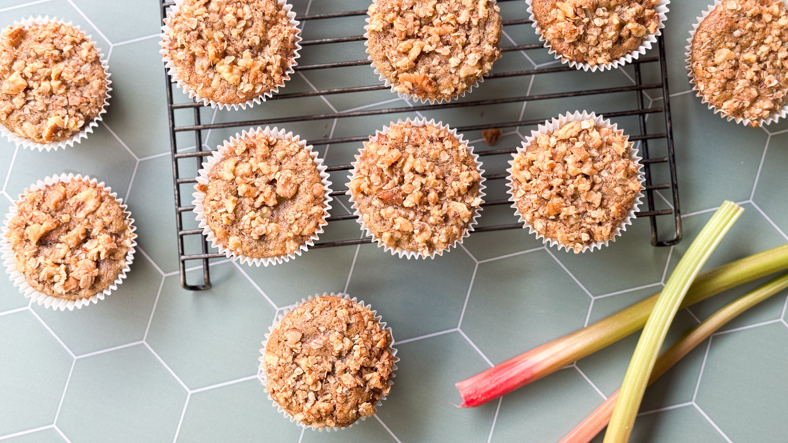 Rhubarb And Cardamom Oat Muffins Recipe