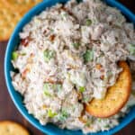 Apple tuna salad served with crackers