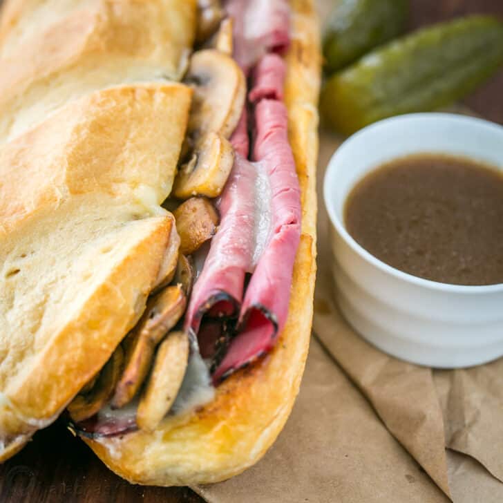 French Dip sandwich with dipping sauce