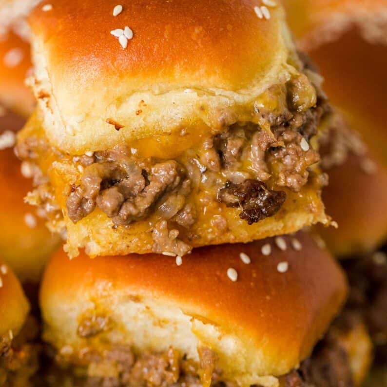 Cheeseburger Sliders stacked