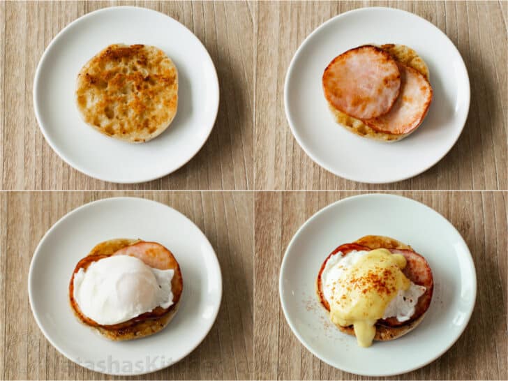 How to make the best Eggs Benedict with Poached Eggs and Hollandaise Sauce on an English muffin. An Egg Benedict is the perfect breakfast. 