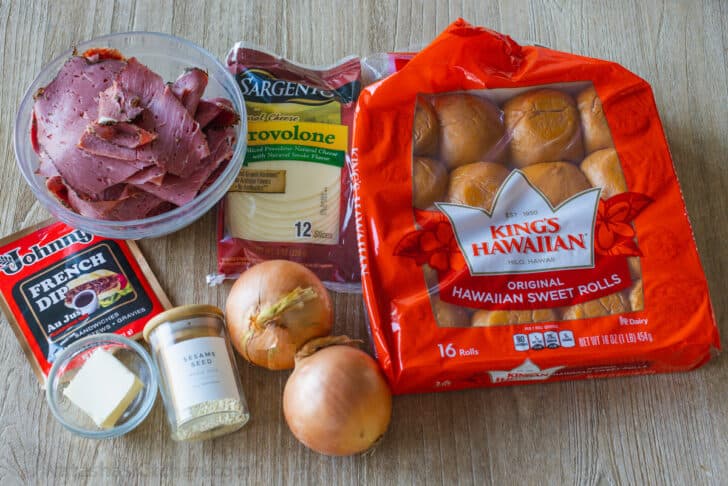 Ingredients for french dip sliders