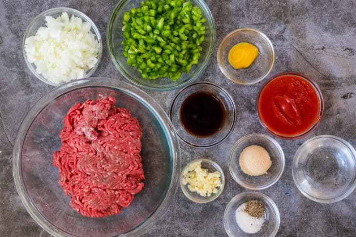 Ingredients for making sloppy joes